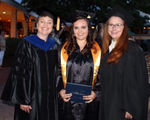 Bristol’s Johna Yashenko (center) credits Congress of Connecticut Community Colleges (4Cs) members and professors Colleen Richard of New Britain (left) and Sally Terrell of Canton (right) with providing the education and support she needed to choose a career path, a four-year college for continuing her education, and a job in the field.